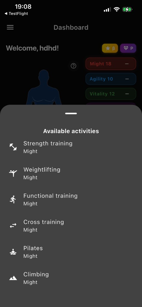 Forjum relevant activity selector